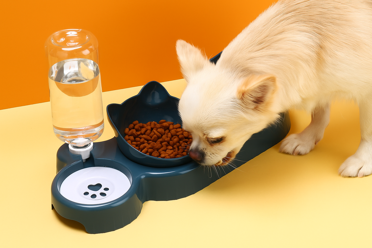 3-in-1 Cat & Dog Feeding Station with Automatic Water Dispenser