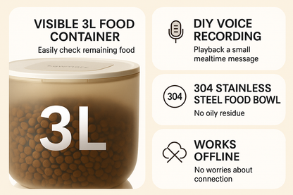 3L Smart Pet Feeder | Automatic Dog & Cat Food Dispenser | APP-Controlled Remote Feeding & Scheduled Meals