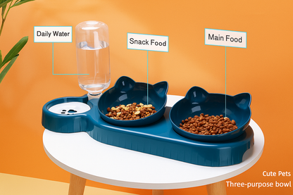 3-in-1 Cat & Dog Feeding Station with Automatic Water Dispenser