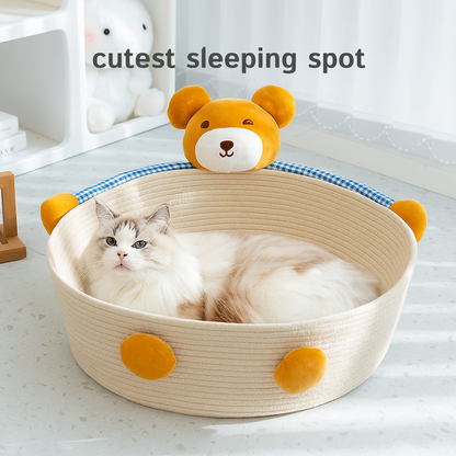 Teddy Bear Cat Bed – Soft, Cute, and Cozy Sleeping Spot for Cats