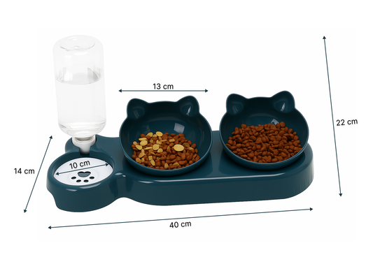 3-in-1 Cat & Dog Feeding Station with Automatic Water Dispenser
